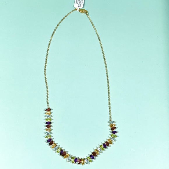 Jewelry - 14 Gold Plated Marquise Gemstone Necklace
